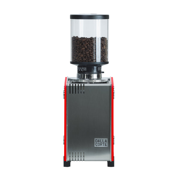 Back view of Dalla Corte Grinder Max (Blaze Red)